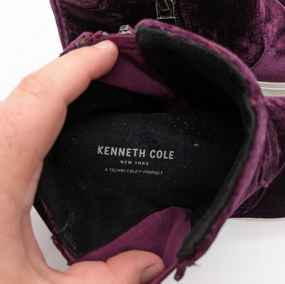Kenneth Cole Kiera purple velvet zip up ankle boots 7 - Picture 9 of 11